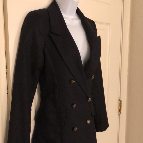 Adorable Black Pea Coat Style Blazer - Picture 3 of 17